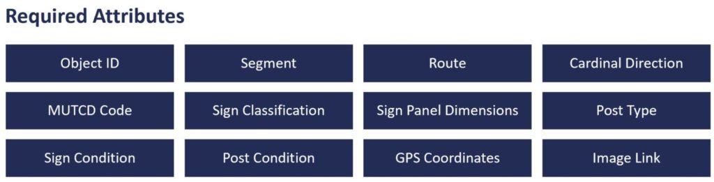 traffic signs data attributes requirement